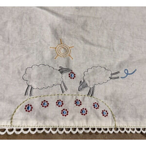 Ikea Baby Sheet & Pillowcase Embroidered Sheep Minnen Lamm Crib Nursery stain